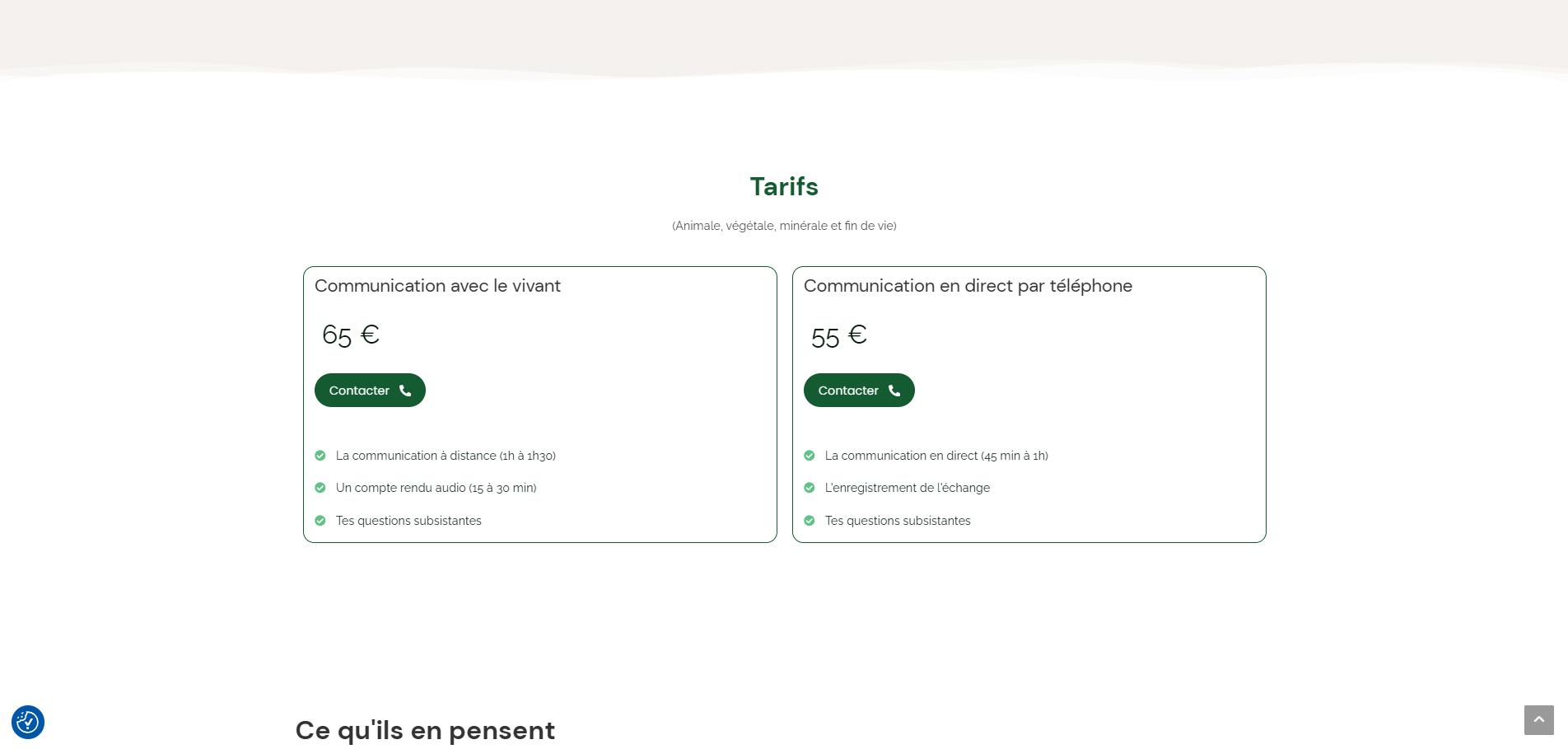 PAGE COMMUNICATION LES TARIFS