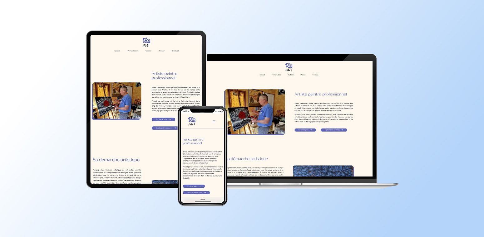 Le site LB-Art sur ordinateur, tablette et mobile