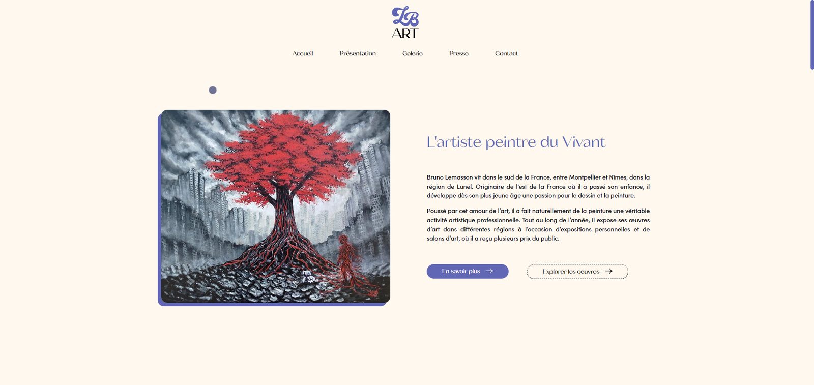 Nouveau site LB-Art, version ordinateur